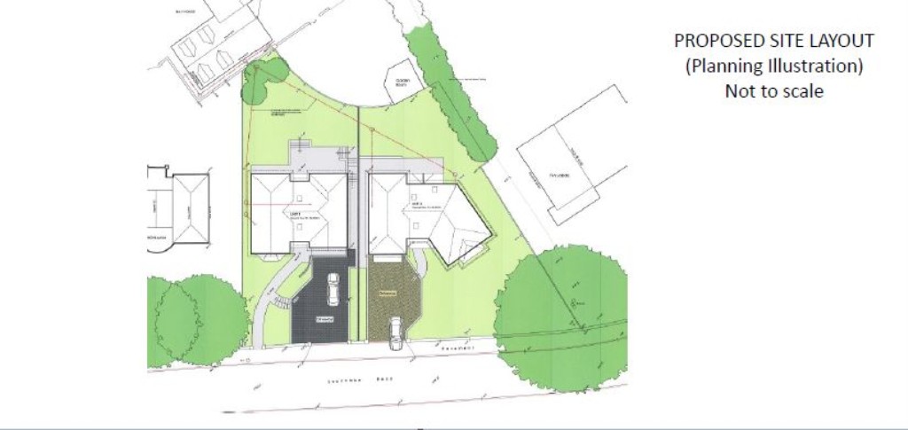Lot: 57 - FREEHOLD DEVELOPMENT SITE WITH PLANNING FOR TWO DETACHED HOMES - Proposed layout